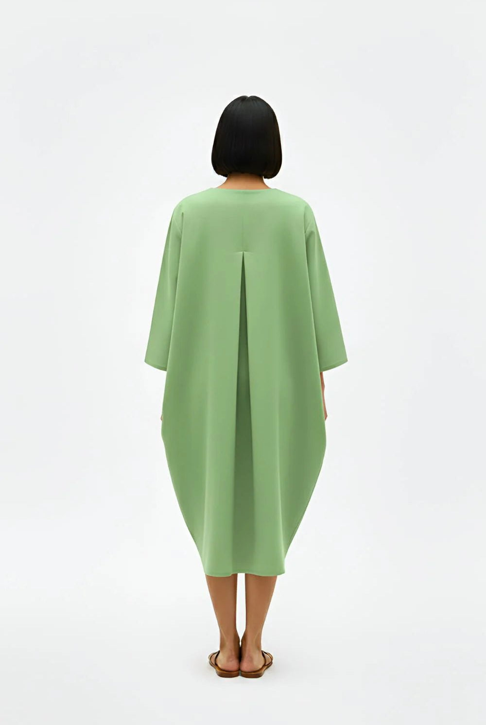 Asparagus Green - Tuscan Red Midi Dress - CiceroniDressesNeora by NC