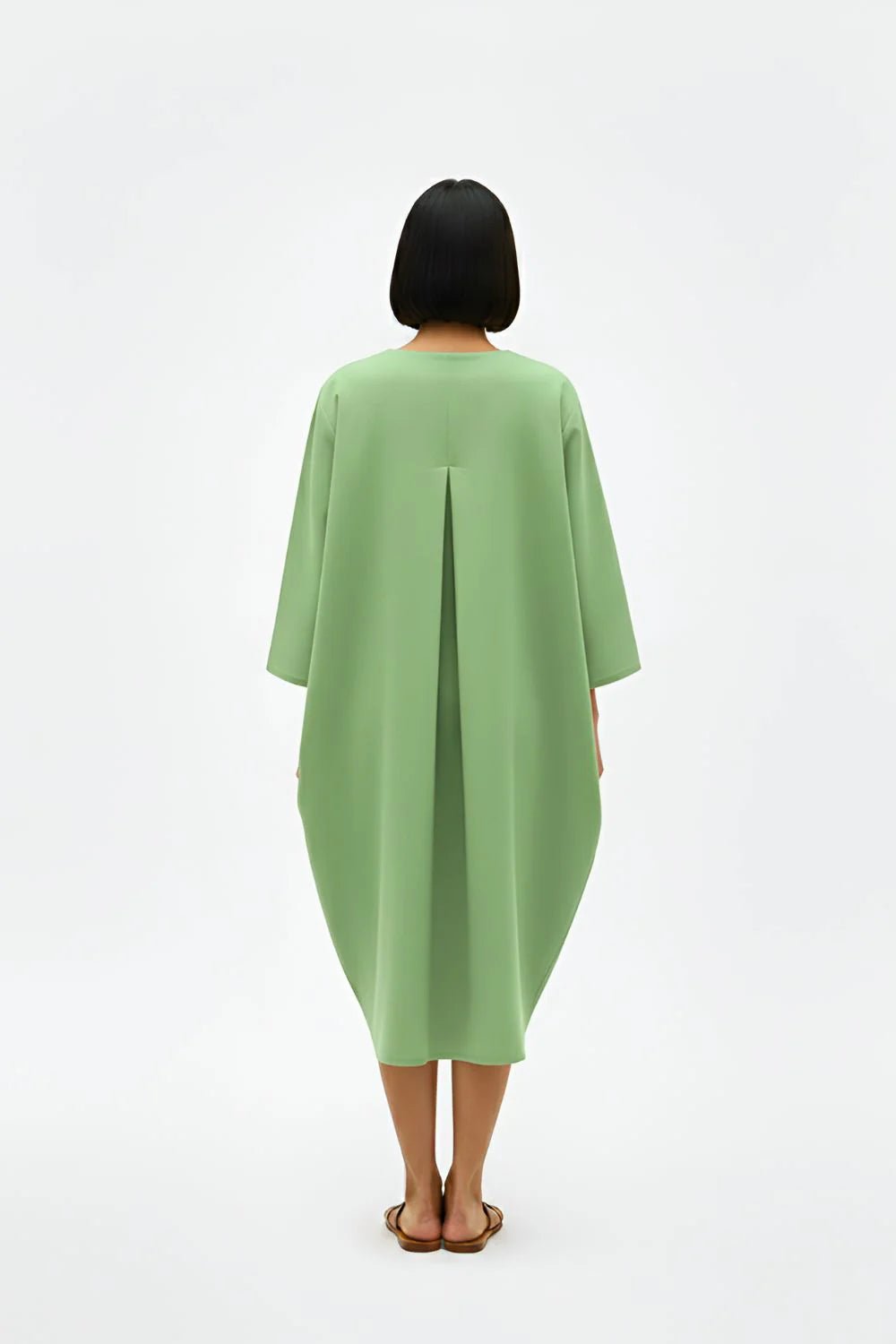 Asparagus Green - Tuscan Red Midi Dress - CiceroniDressesNeora by NC