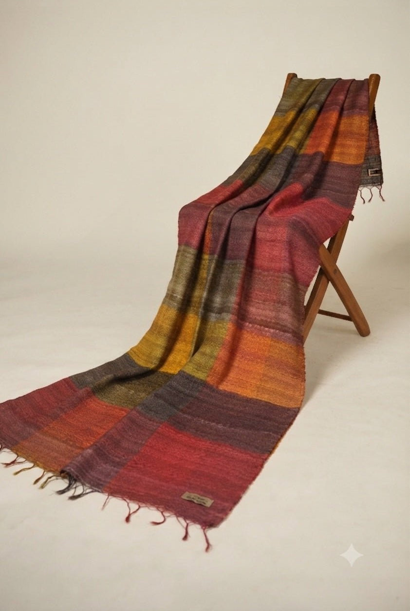 Autumn Madras Checks Peace Silk Scarf for Men - CiceroniScarfAeshaane
