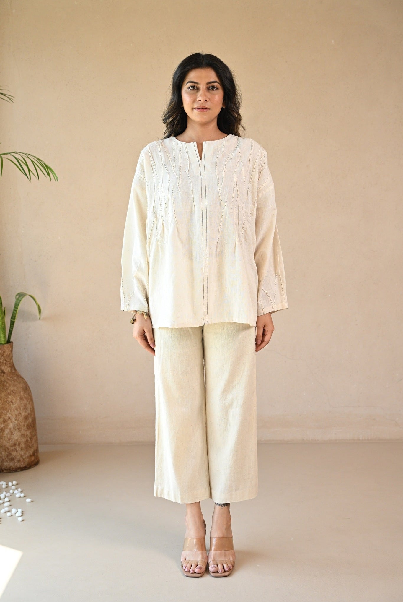 Ava Tunic - Natural White - CiceroniTopsRang by Rajvi