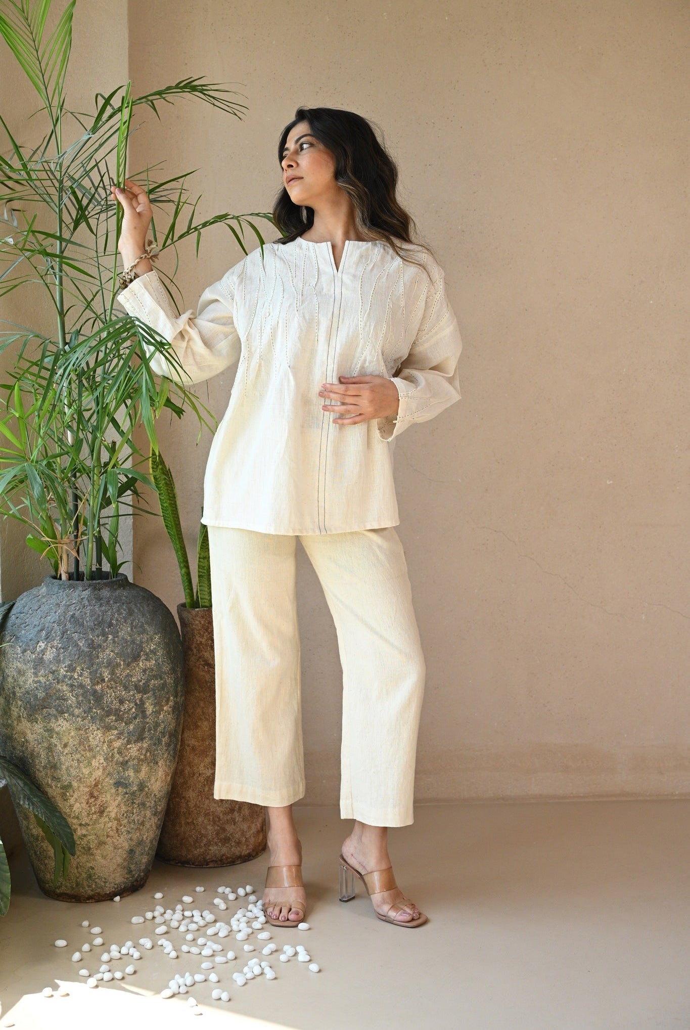 Ava Tunic - Natural White - CiceroniTopsRang by Rajvi
