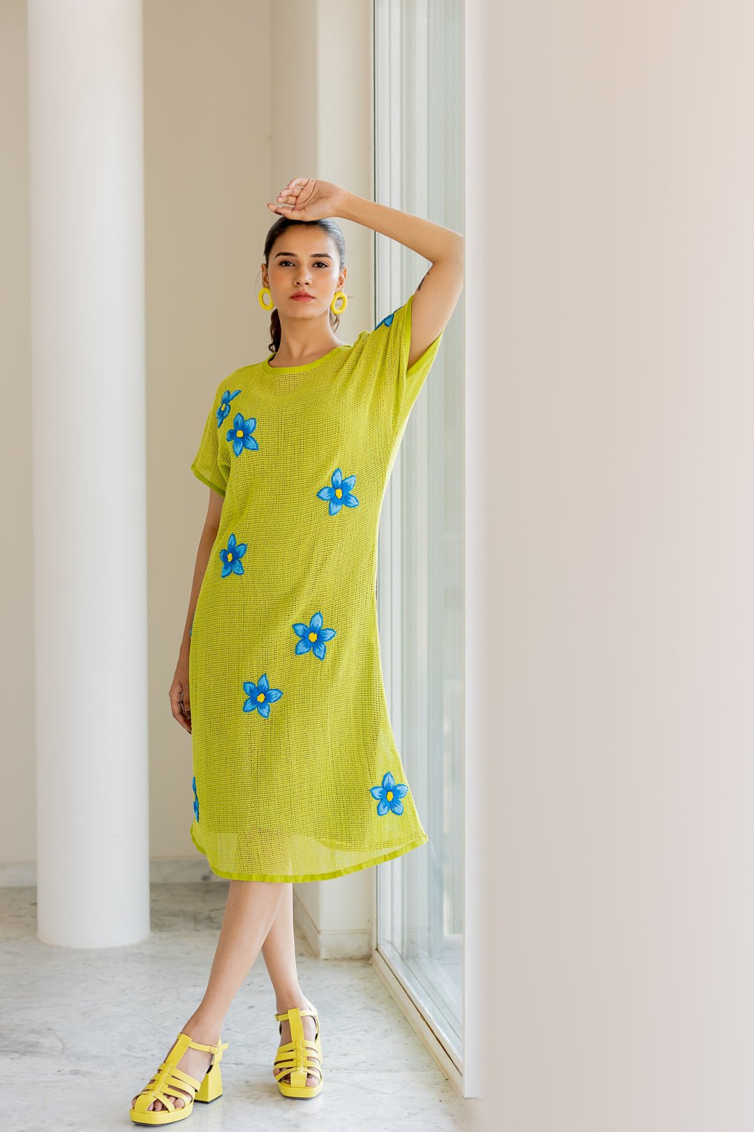 Avocado Mesh Embroidered Dress - CiceroniDressesSilai Studio
