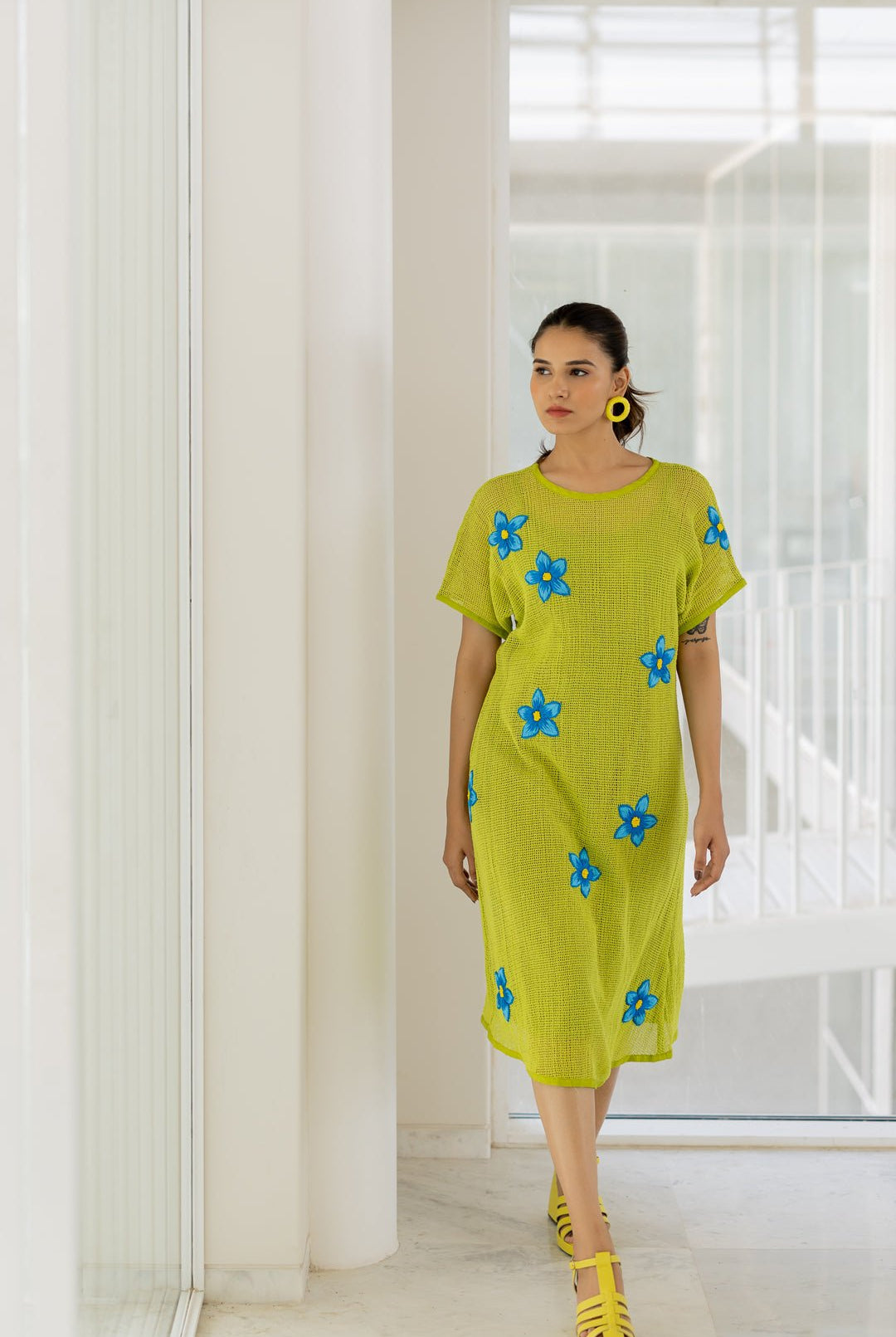 Avocado Mesh Embroidered Dress - CiceroniDressesSilai Studio