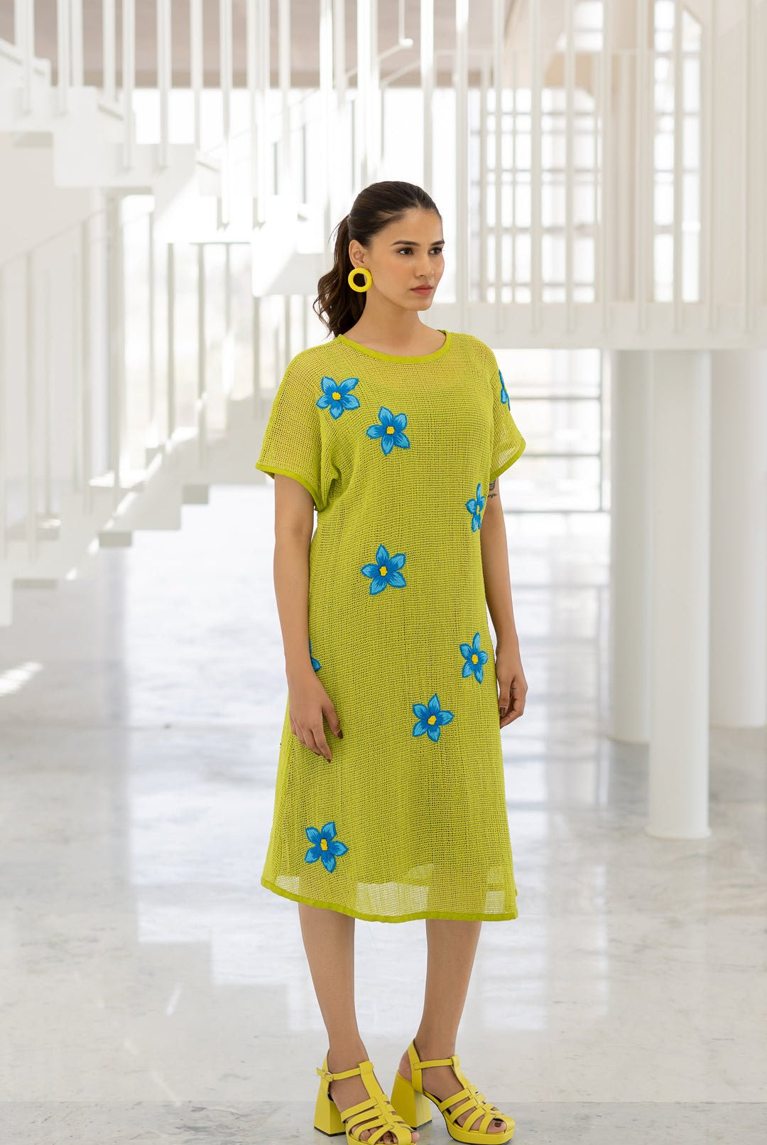 Avocado Mesh Embroidered Dress - CiceroniDressesSilai Studio