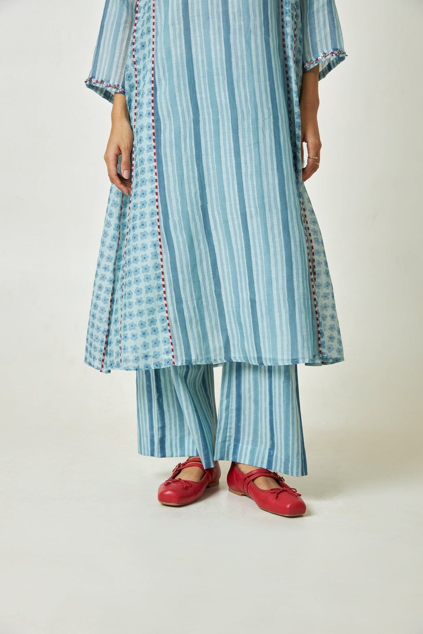 Azure Drift Block printed Kurta Set with Dupatta - CiceroniKurta SetPants and Pajamas