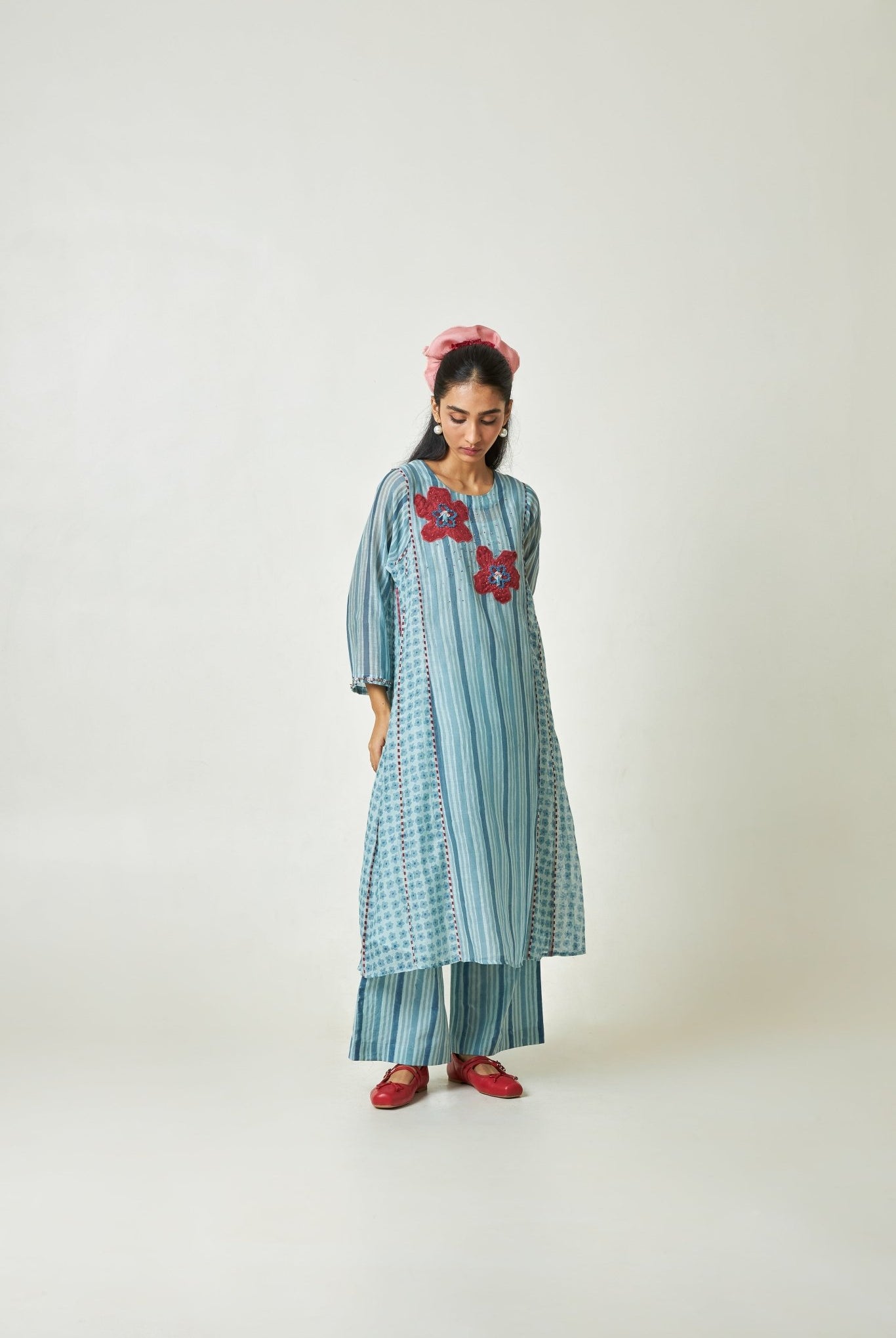 Azure Drift Block printed Kurta Set - CiceroniKurta SetPants and Pajamas