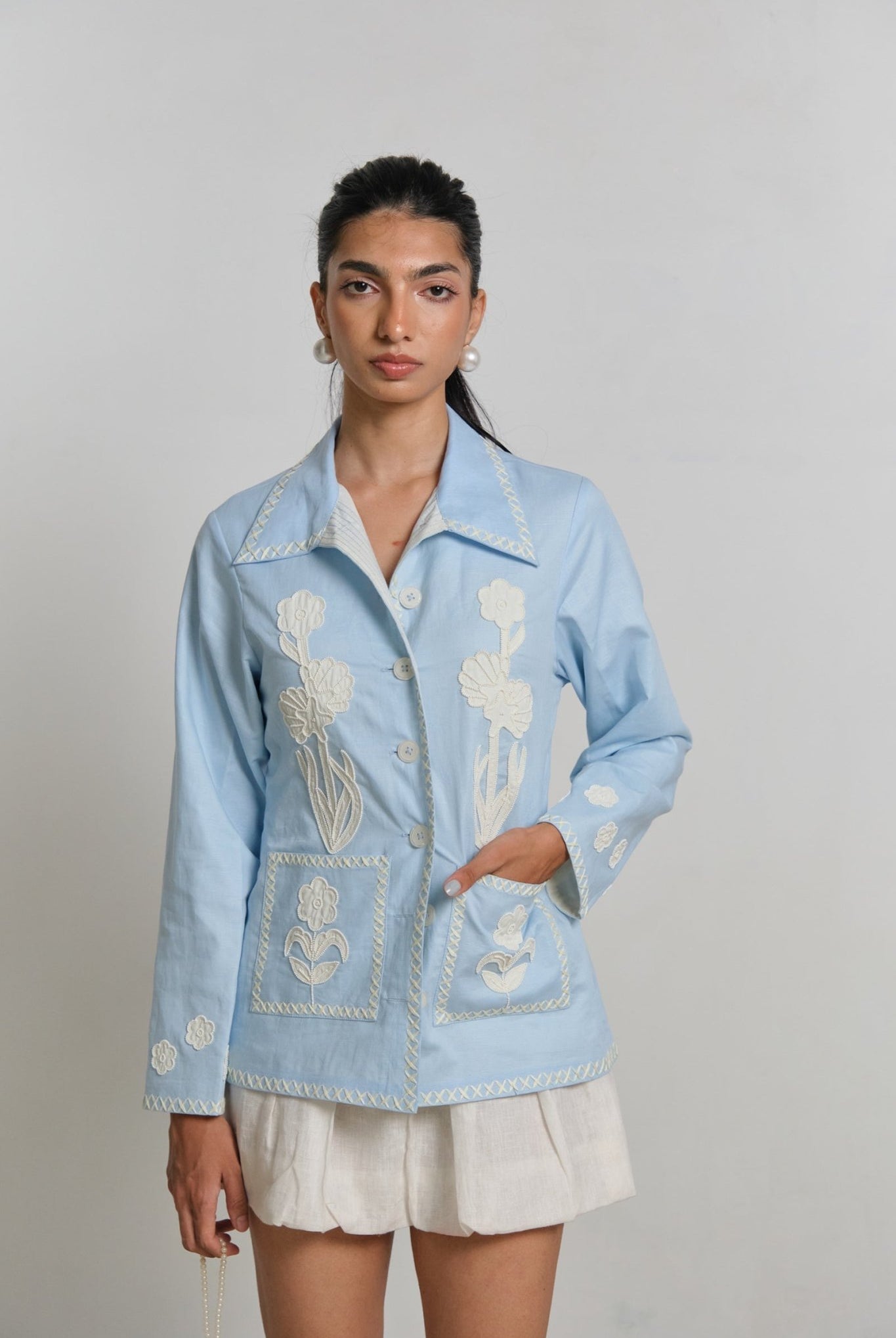 Azure Sea Folk Jacket - CiceroniJacketsShimona