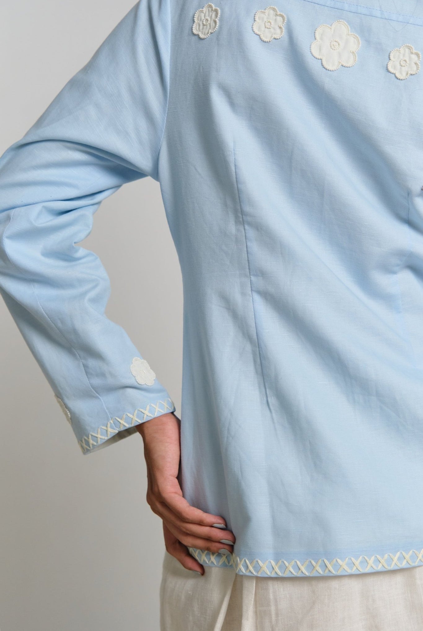 Azure Sea Folk Jacket - CiceroniJacketsShimona