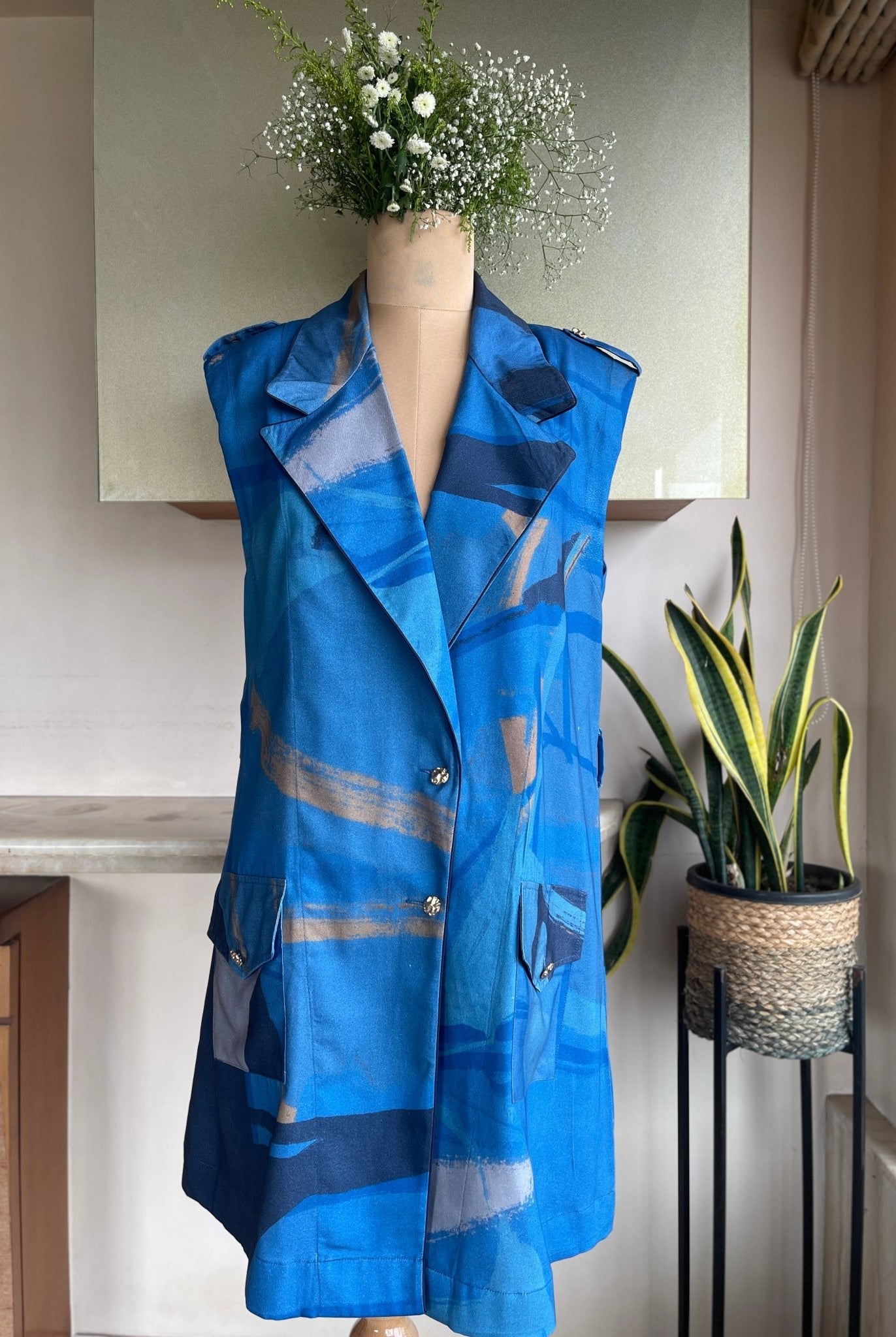 Azure Trench Short Dress - CiceroniDressesArtbeats by Keerthana