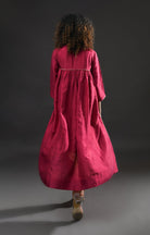 Back Gather Mulberry Silk Kurta Set with Striped Tissue Dupatta (Set of 3) - Wine - CiceroniKurta Set, Festive WearHiranya