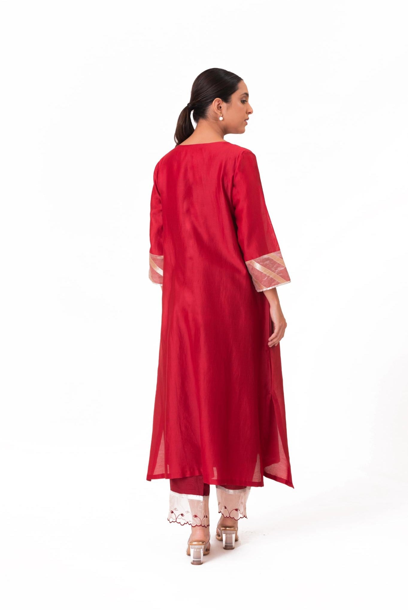 Banarasi Yoke Kurta Set - Crimson Red - CiceroniKurta Set, Festive wearBhavik Shah