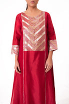 Banarasi Yoke Kurta Set - Crimson Red - CiceroniKurta Set, Festive wearBhavik Shah