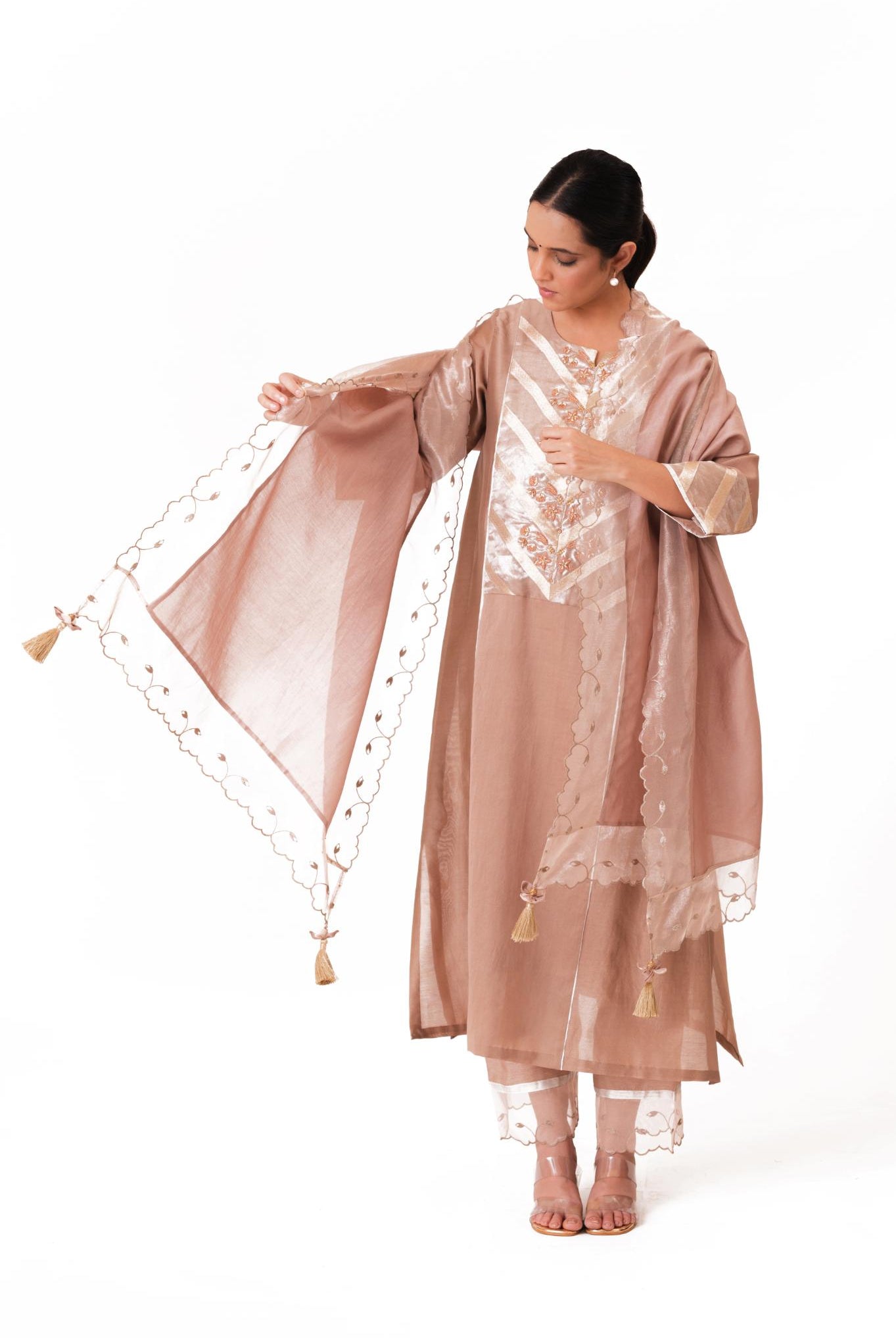Banarasi Yoke Kurta Set - Ekru - CiceroniKurta Set, Festive wearBhavik Shah