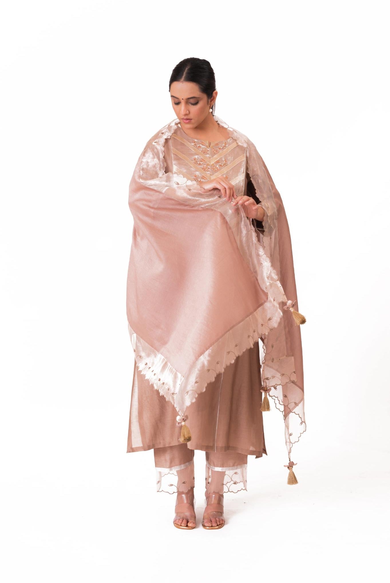 Banarasi Yoke Kurta Set - Ekru - CiceroniKurta Set, Festive wearBhavik Shah