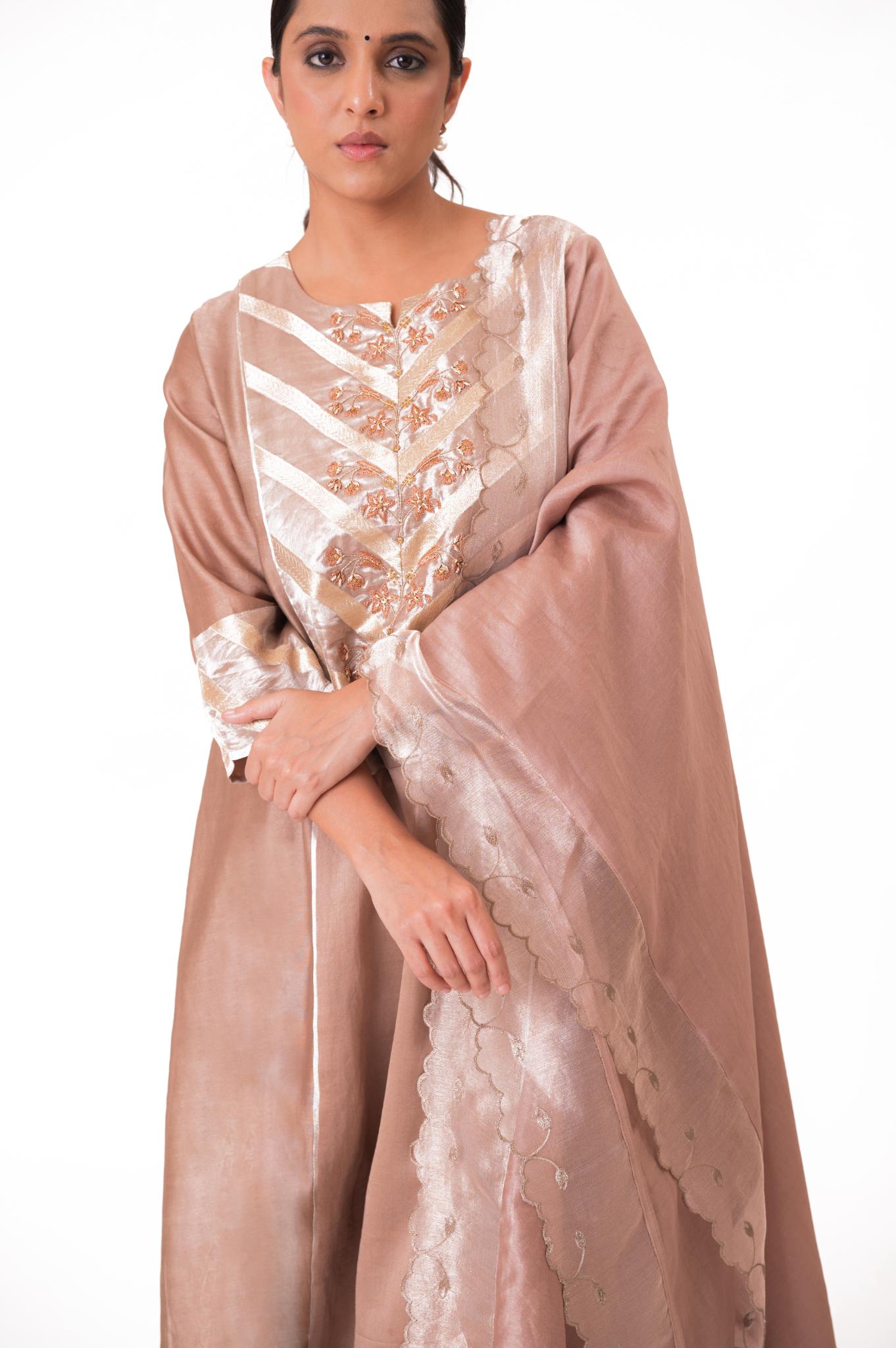 Banarasi Yoke Kurta Set - Ekru - CiceroniKurta Set, Festive wearBhavik Shah