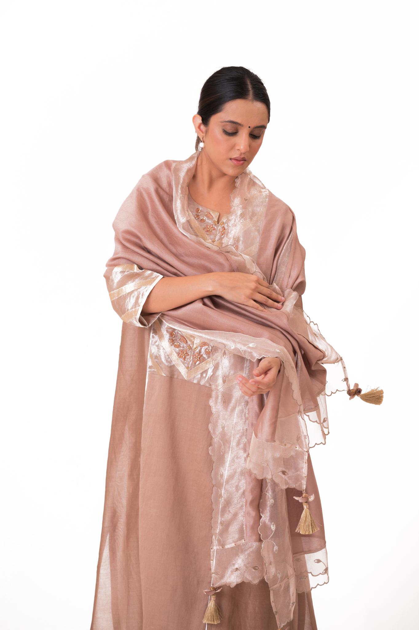 Banarasi Yoke Kurta Set - Ekru - CiceroniKurta Set, Festive wearBhavik Shah