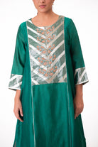 Banarasi Yoke Kurta Set - Emerald Green - CiceroniKurta Set, Festive wearBhavik Shah