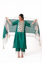 Banarasi Yoke Kurta Set - Emerald Green - CiceroniKurta Set, Festive wearBhavik Shah