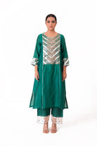 Banarasi Yoke Kurta Set - Emerald Green - CiceroniKurta Set, Festive wearBhavik Shah