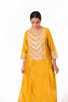 Banarasi Yoke Kurta Set - Golden Yellow - CiceroniKurta Set, Festive wearBhavik Shah