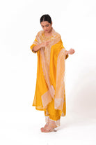 Banarasi Yoke Kurta Set - Golden Yellow - CiceroniKurta Set, Festive wearBhavik Shah