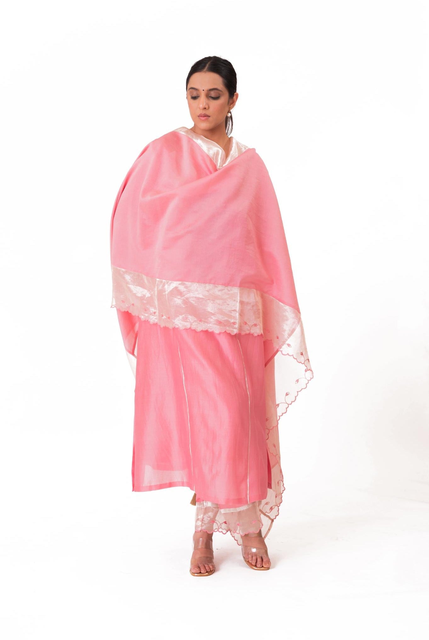 Banarasi Yoke Kurta Set - Lotus Pink - CiceroniKurta Set, Festive wearBhavik Shah