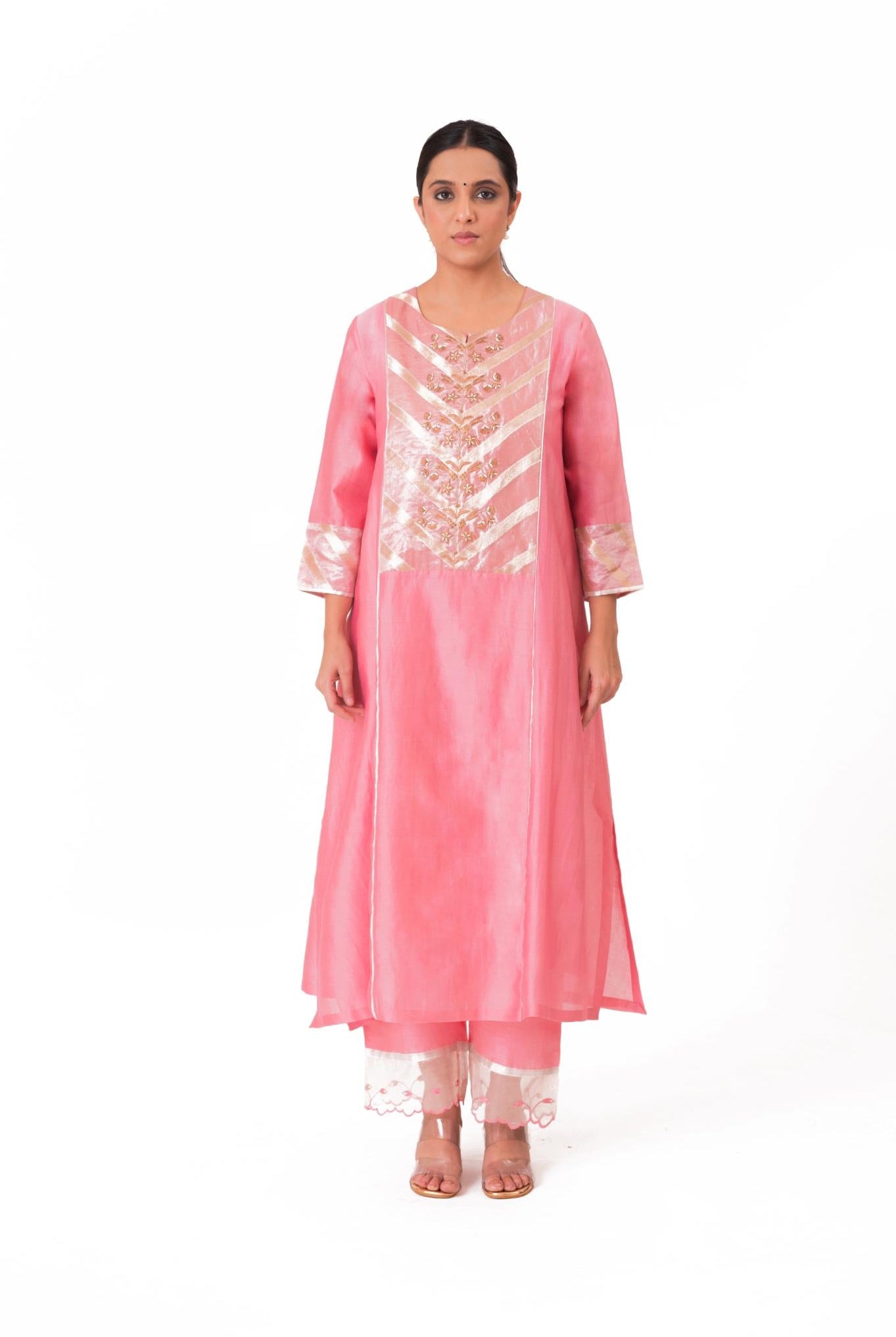 Banarasi Yoke Kurta Set - Lotus Pink - CiceroniKurta Set, Festive wearBhavik Shah