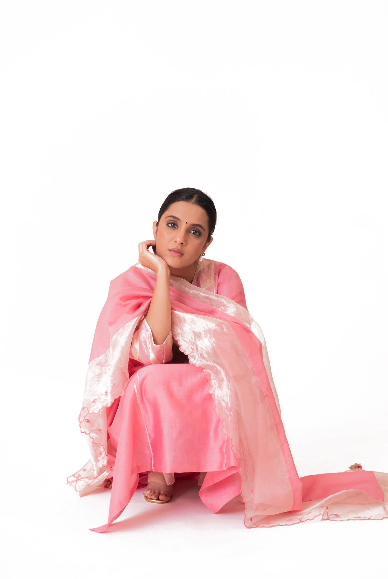 Banarasi Yoke Kurta Set - Lotus Pink - CiceroniKurta Set, Festive wearBhavik Shah
