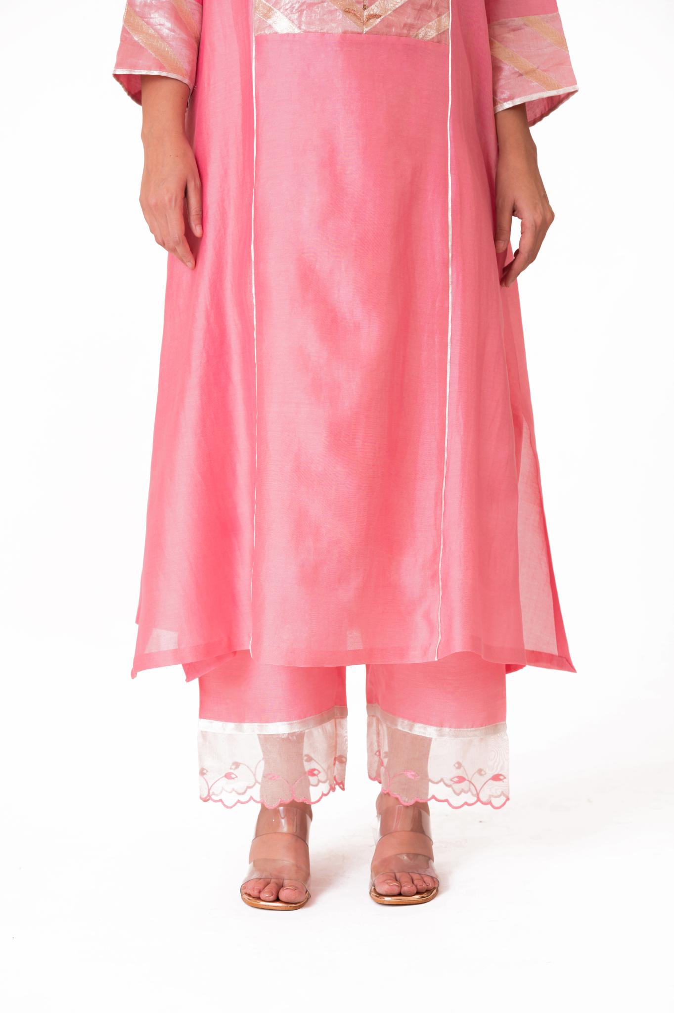 Banarasi Yoke Kurta Set - Lotus Pink - CiceroniKurta Set, Festive wearBhavik Shah