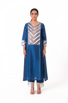 Banarasi Yoke Kurta Set - Royal Blue - CiceroniKurta Set, Festive wearBhavik Shah