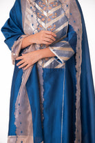 Banarasi Yoke Kurta Set - Royal Blue - CiceroniKurta Set, Festive wearBhavik Shah