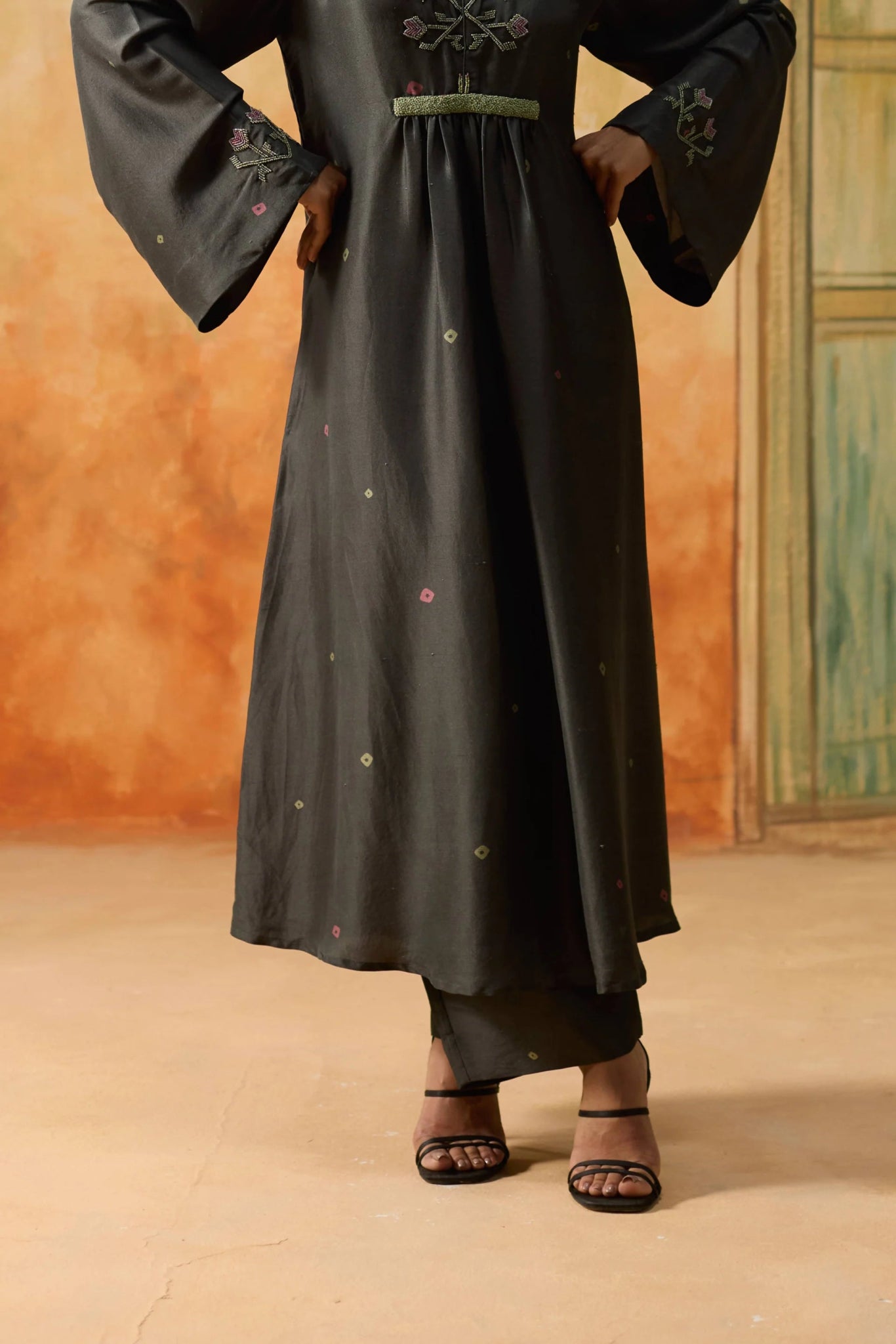 Bandani Kurta Set - Charcoal Grey - CiceroniKurta Set, Festive WearKhyati Rughani