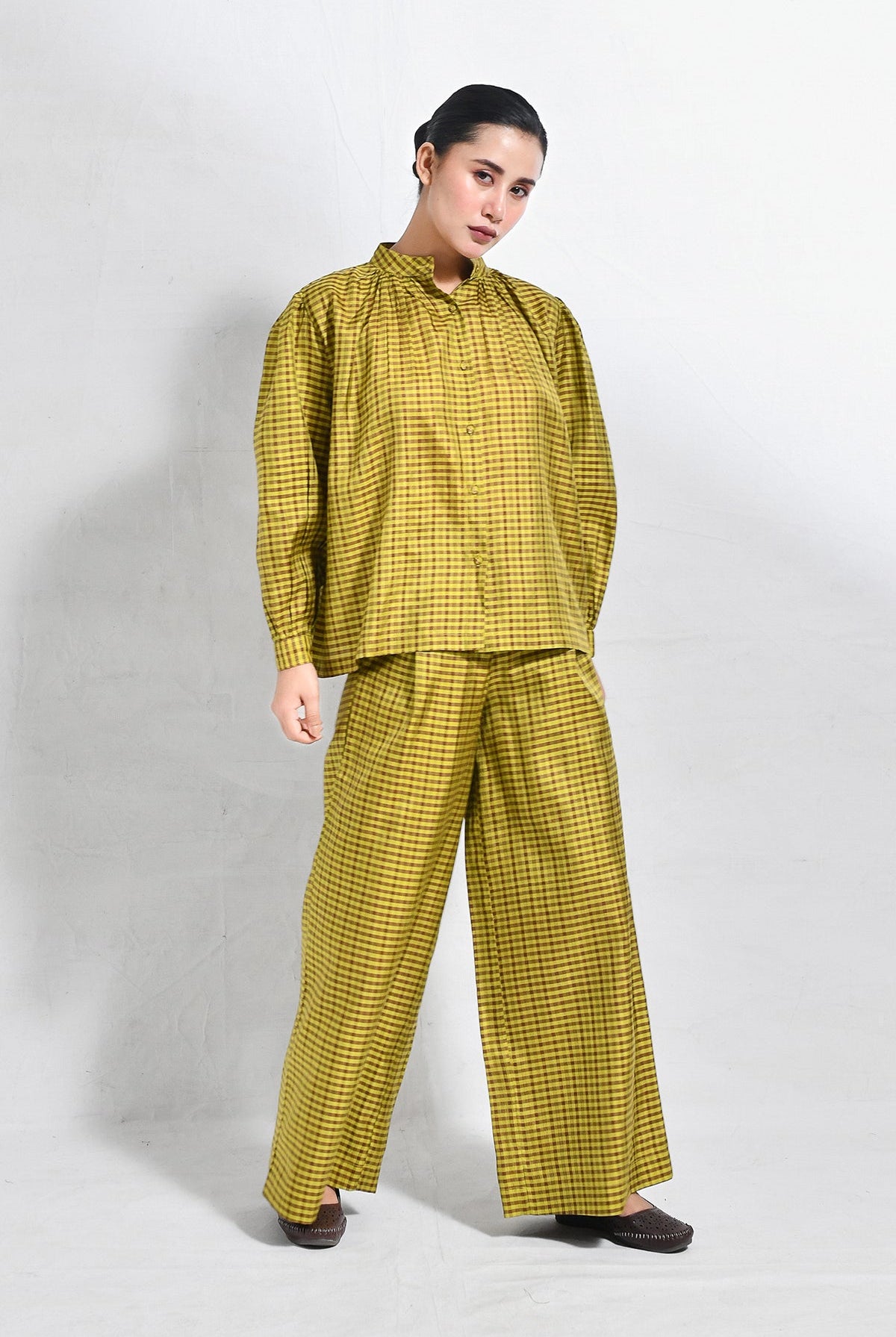 Bangalore Silk Lounge Co - ord (Set of 2) - Mustard & Brown - CiceroniCo - ord SetHiranya