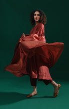 Bangalore Silk Plaid Co - Ord Set with Silk Jamdani Dupatta (Set of 3) - Maroon - CiceroniKurta Set, Festive WearHiranya