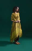 Bangalore Silk Plaid Co - Ord Set with Silk Jamdani Dupatta (Set of 3) - Mustard & Brown - CiceroniKurta Set, Festive WearHiranya