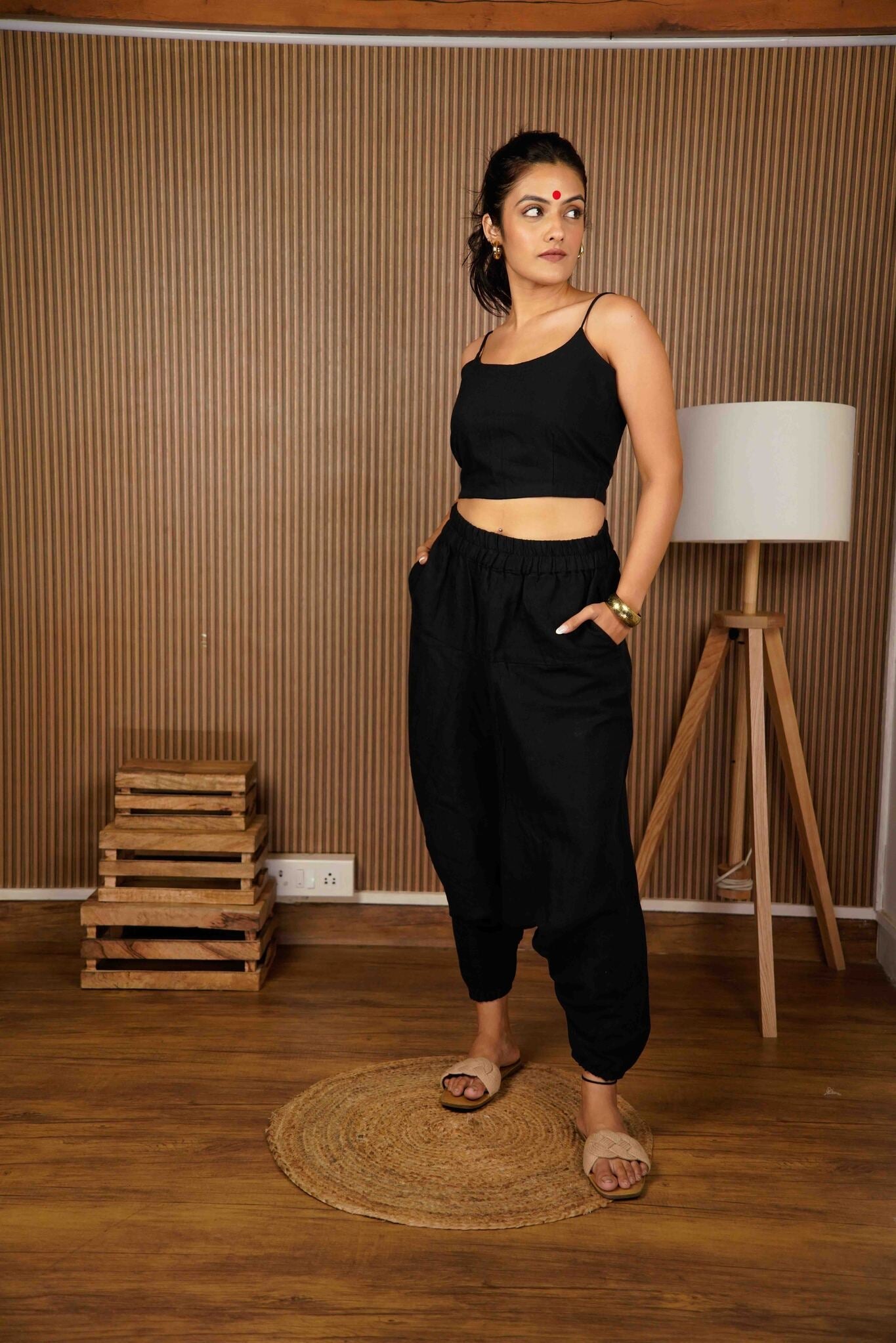 Bani - Black Drop Crotch Pant - CiceroniPantsPrathaa