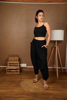 Bani - Black Drop Crotch Pant - CiceroniPantsPrathaa