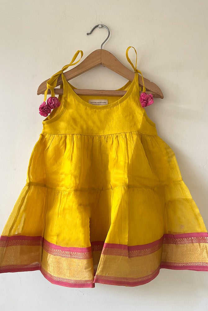 Basant Yellow Infant Tiered Festive Dress - CiceroniDressesLove The World Today