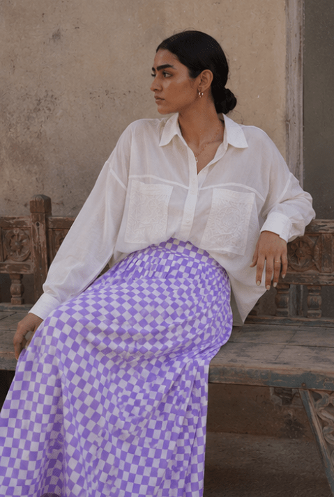 Bawari Skirt - Purple Checks - CiceroniSkirtsThe Raw India