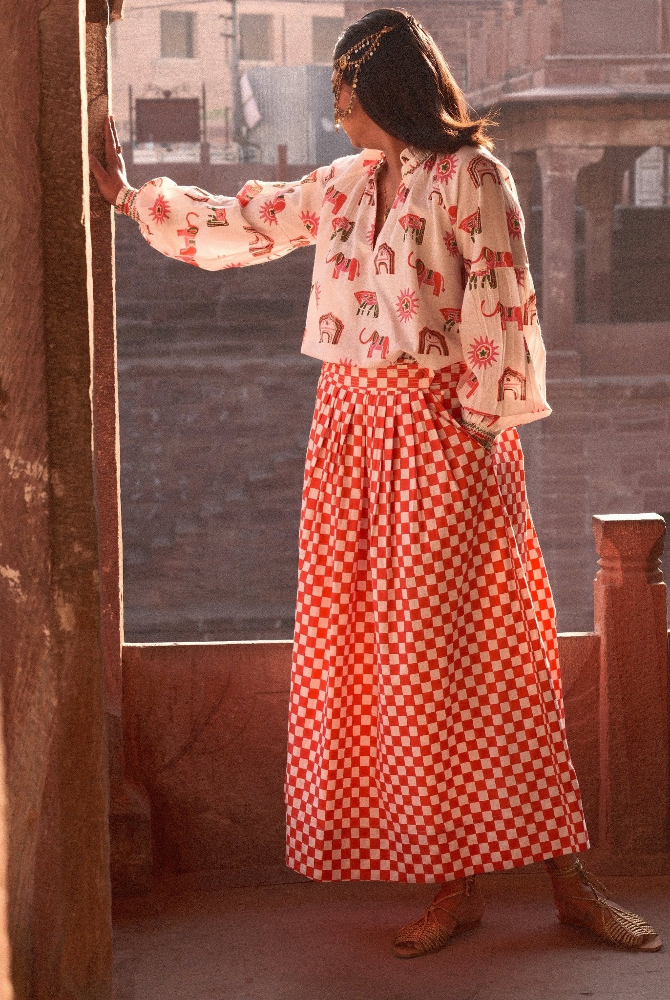 Bawari Skirt - Red Checks - CiceroniSkirtsThe Raw India
