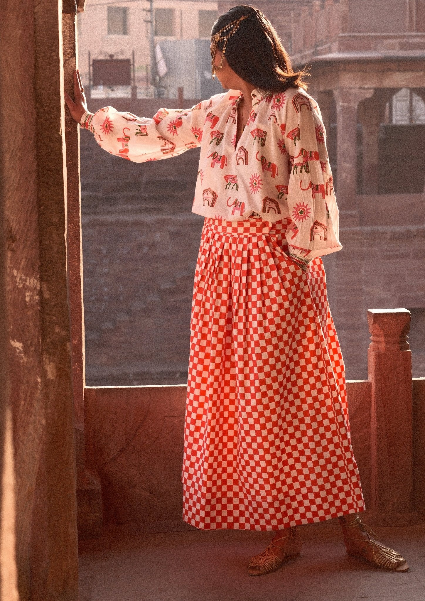 Bawari Skirt - Red Checks - CiceroniSkirtsThe Raw India