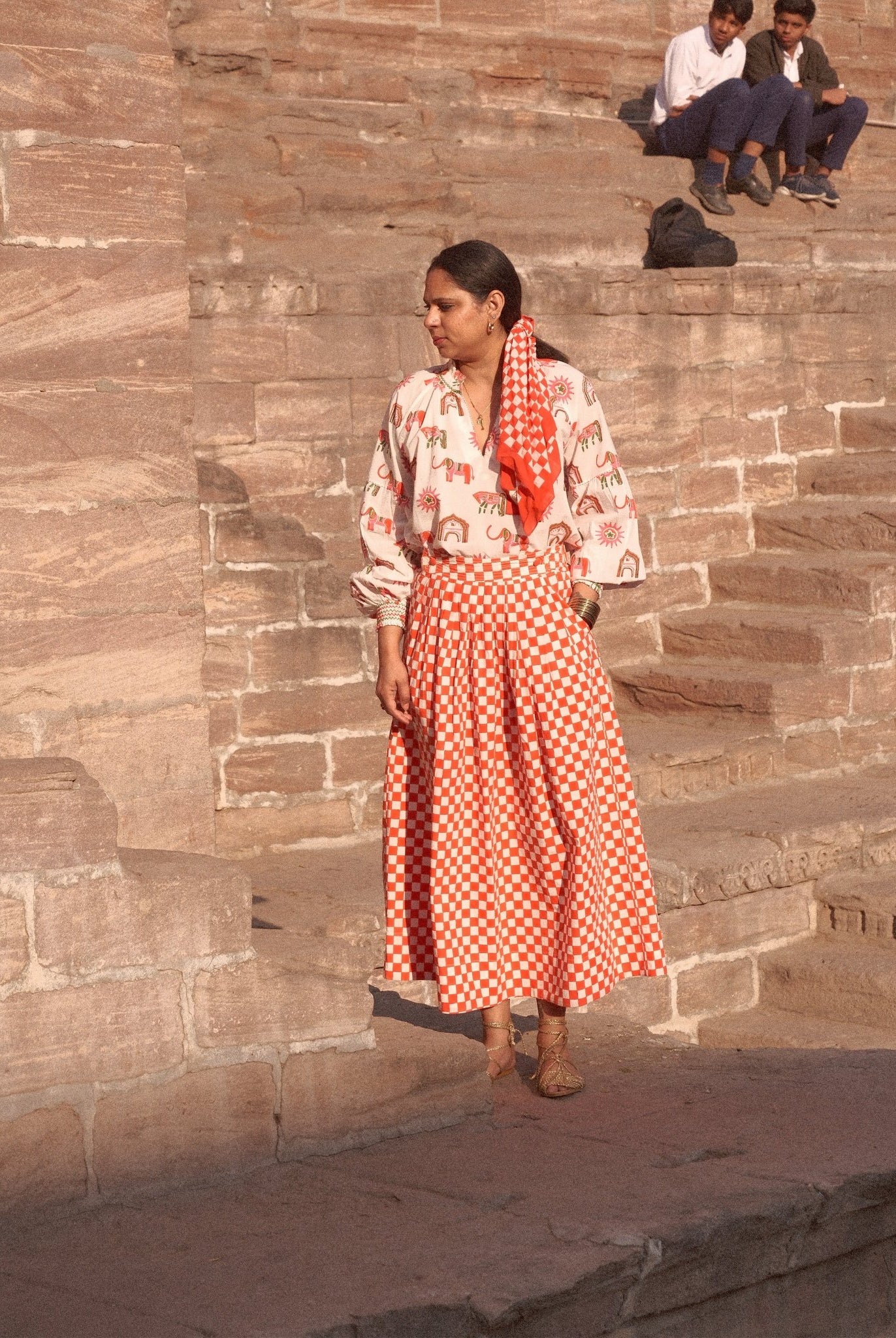 Bawari Skirt - Red Checks - CiceroniSkirtsThe Raw India