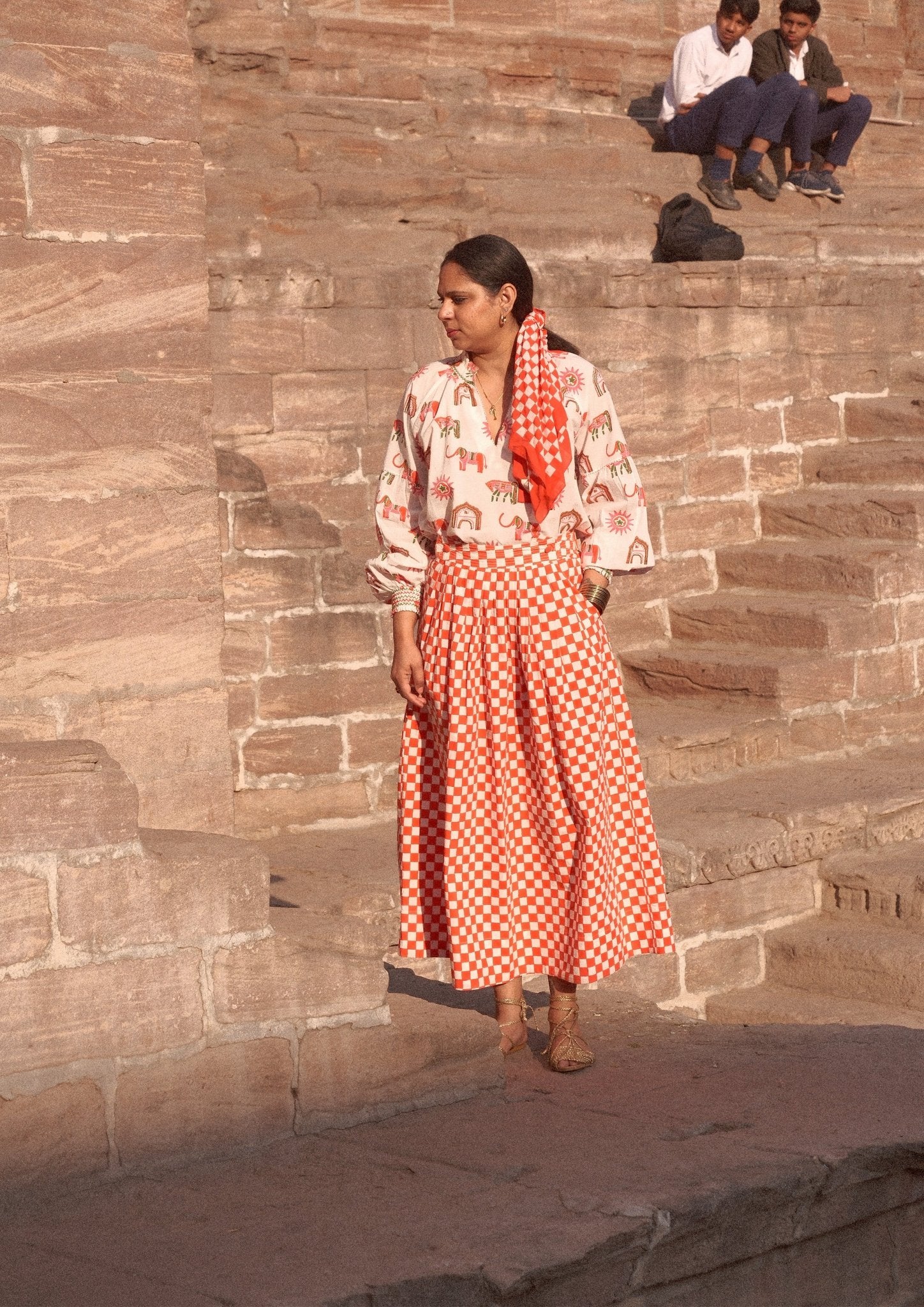 Bawari Skirt - Red Checks - CiceroniSkirtsThe Raw India