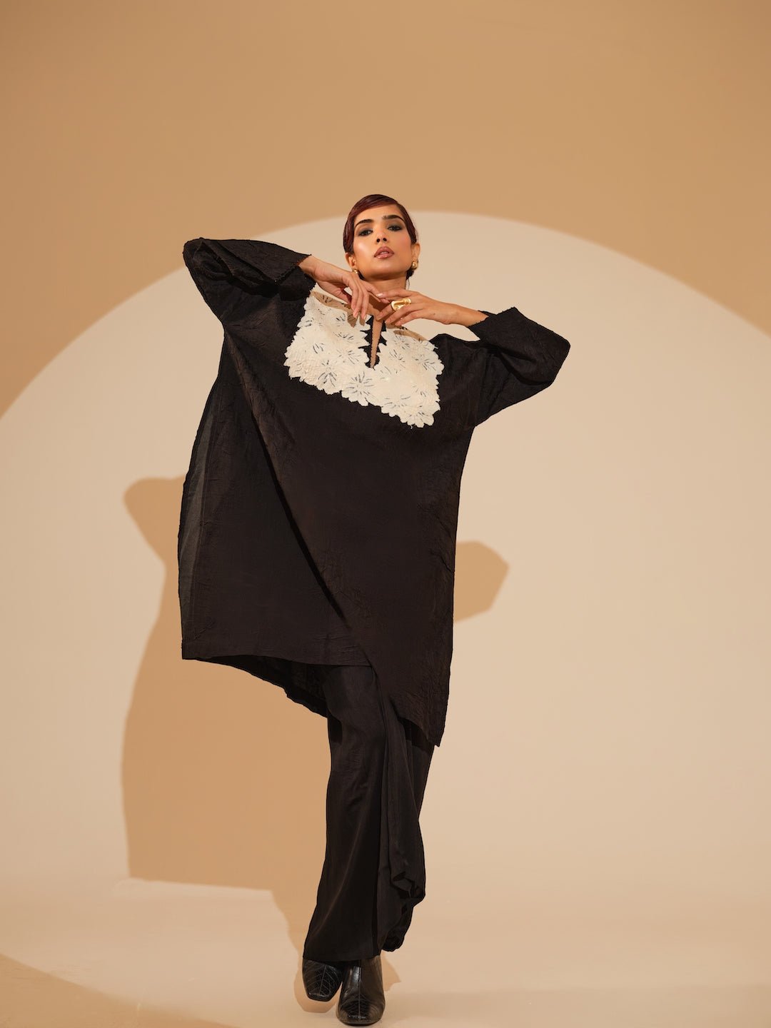 Beam Tunic - Black and Natural - CiceroniKurta, Everyday WearStoique