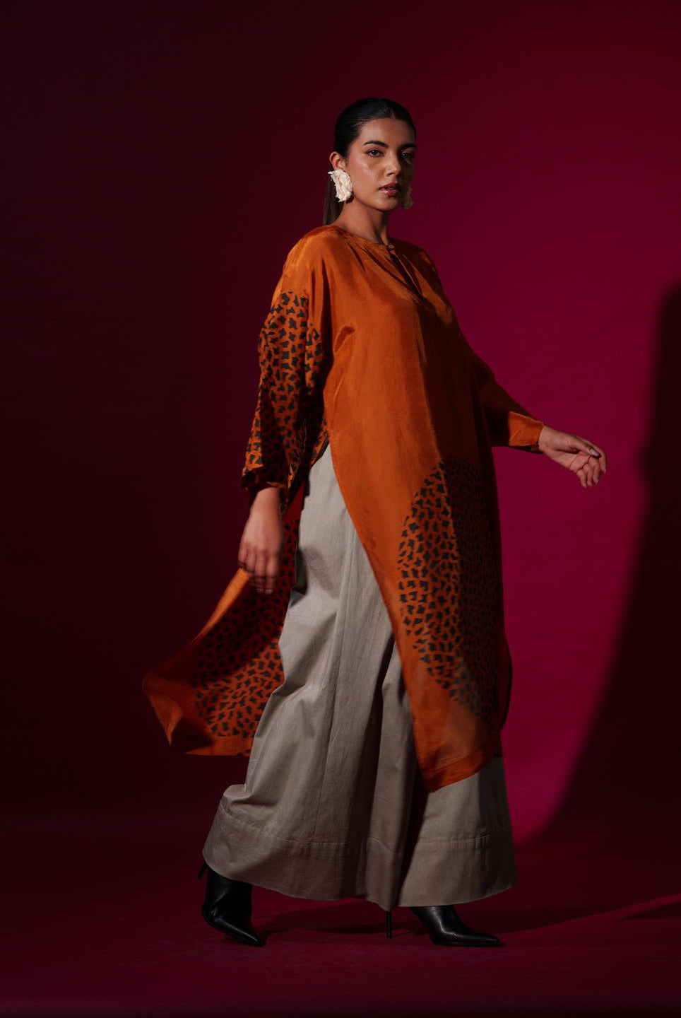 Beau Tunic - Rust Orange - CiceroniKurta, Festive WearStoique