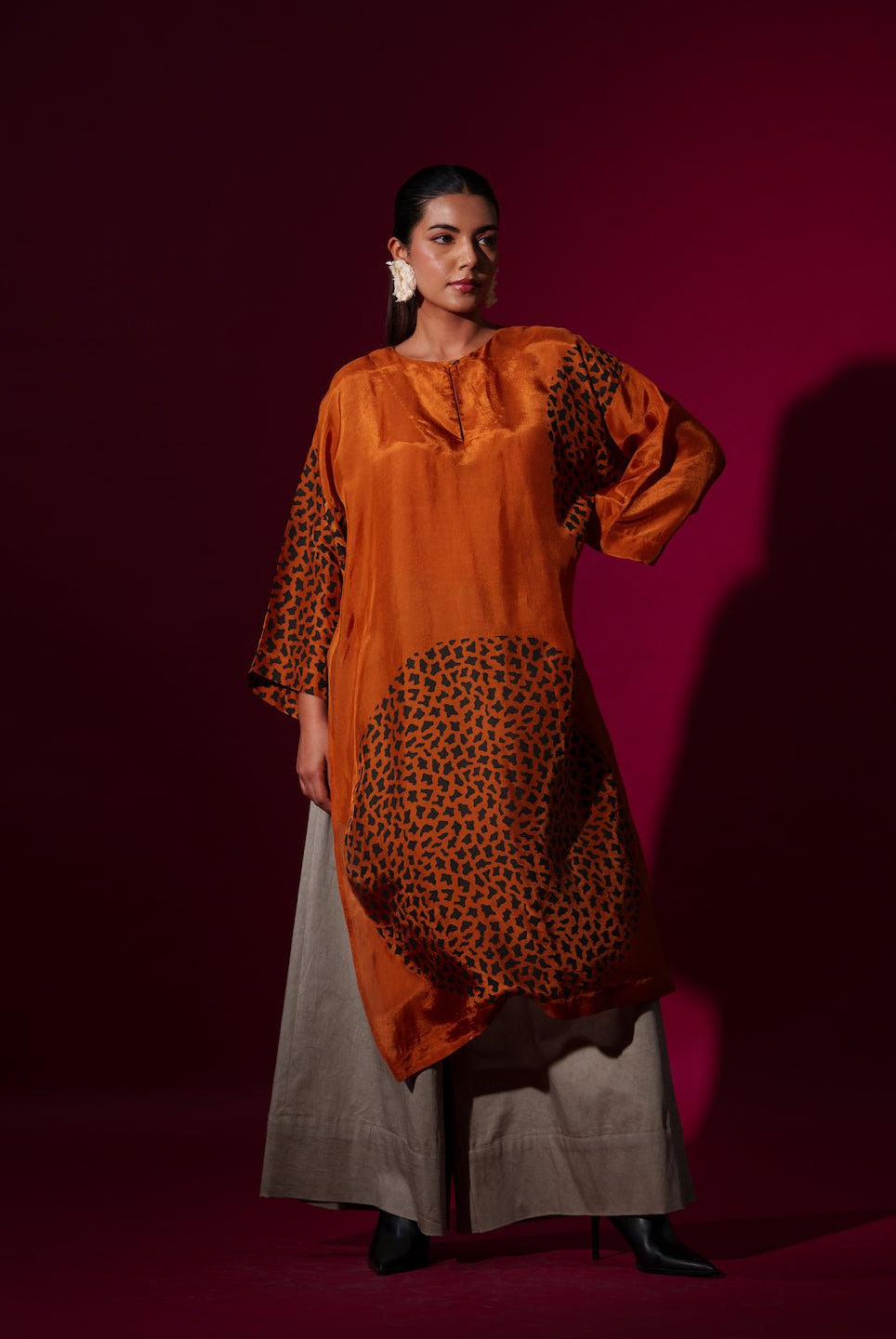 Beau Tunic - Rust Orange - CiceroniKurta, Festive WearStoique