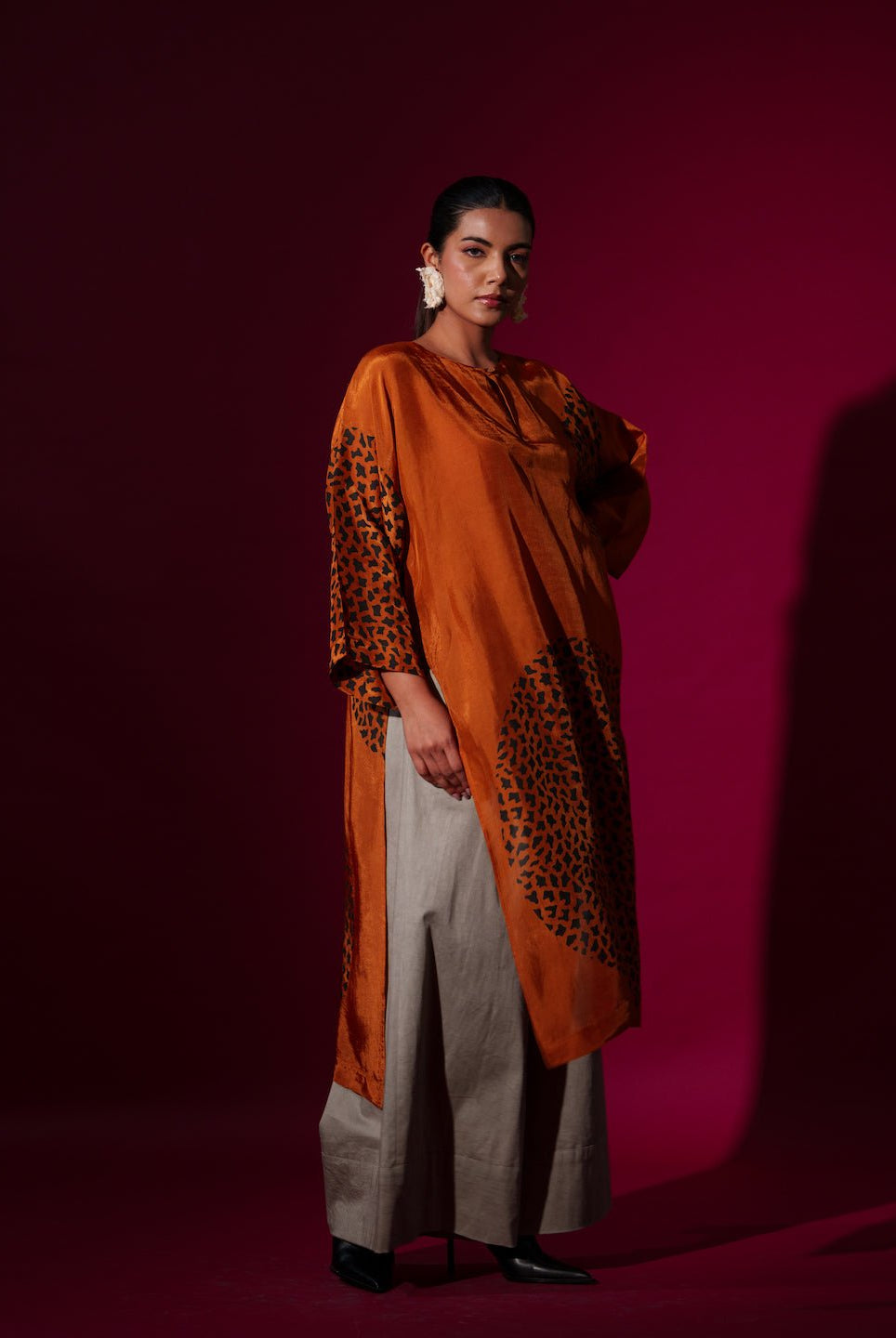 Beau Tunic - Rust Orange - CiceroniKurta, Festive WearStoique
