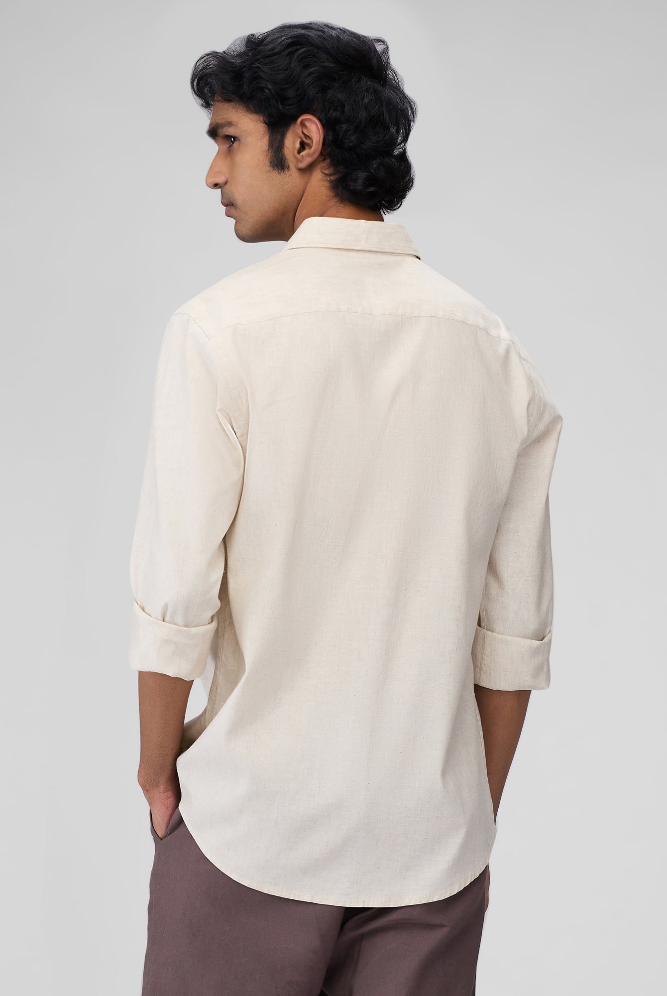 Beige 100% Linen Classic Shirt - CiceroniMen Shirtsbhrāta
