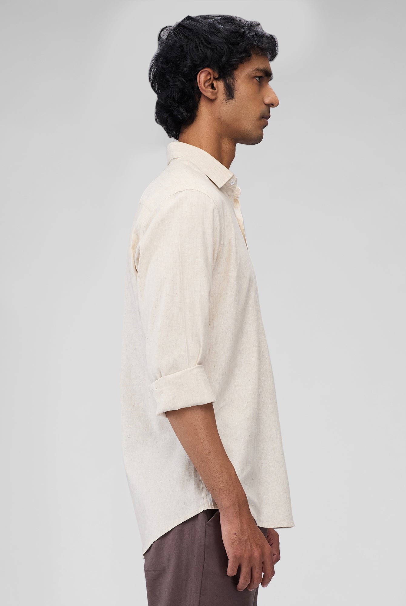 Beige 100% Linen Classic Shirt - CiceroniMen Shirtsbhrāta