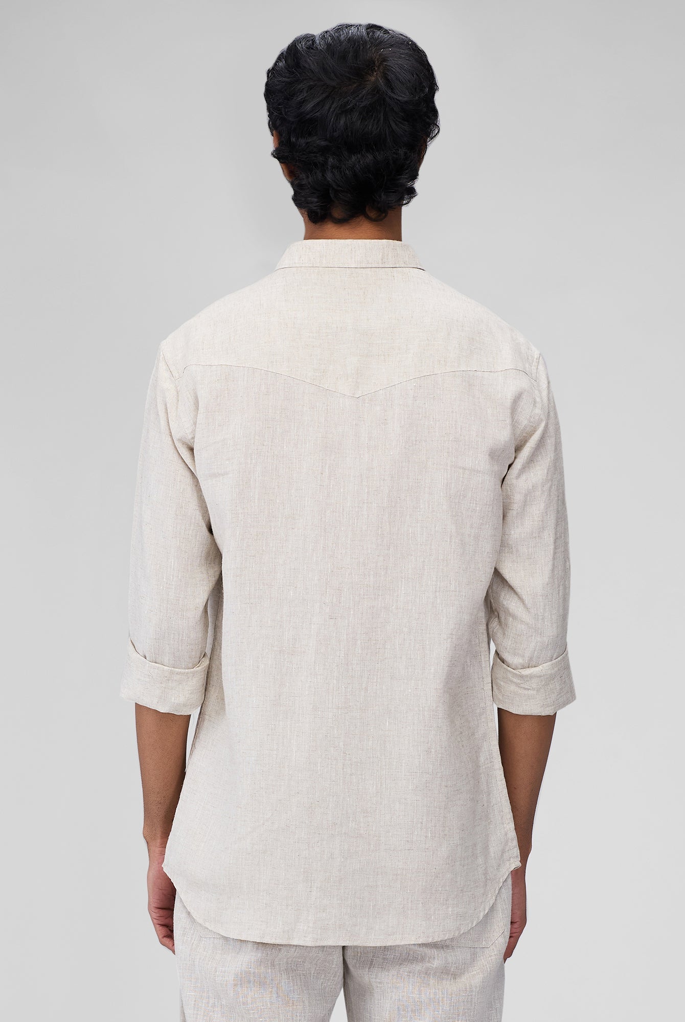 Beige 100% Linen Safari Shirt - CiceroniMen Shirtsbhrāta